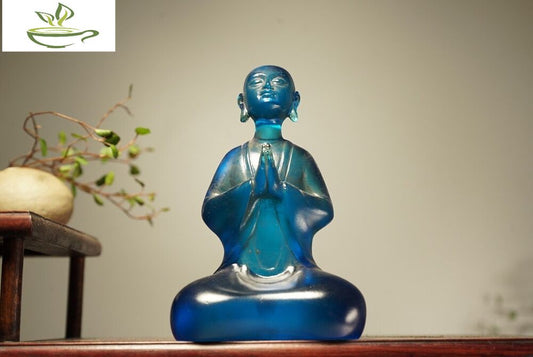 Collect China old Coloured glaze gilt carefully carve enlightenment statue BL
