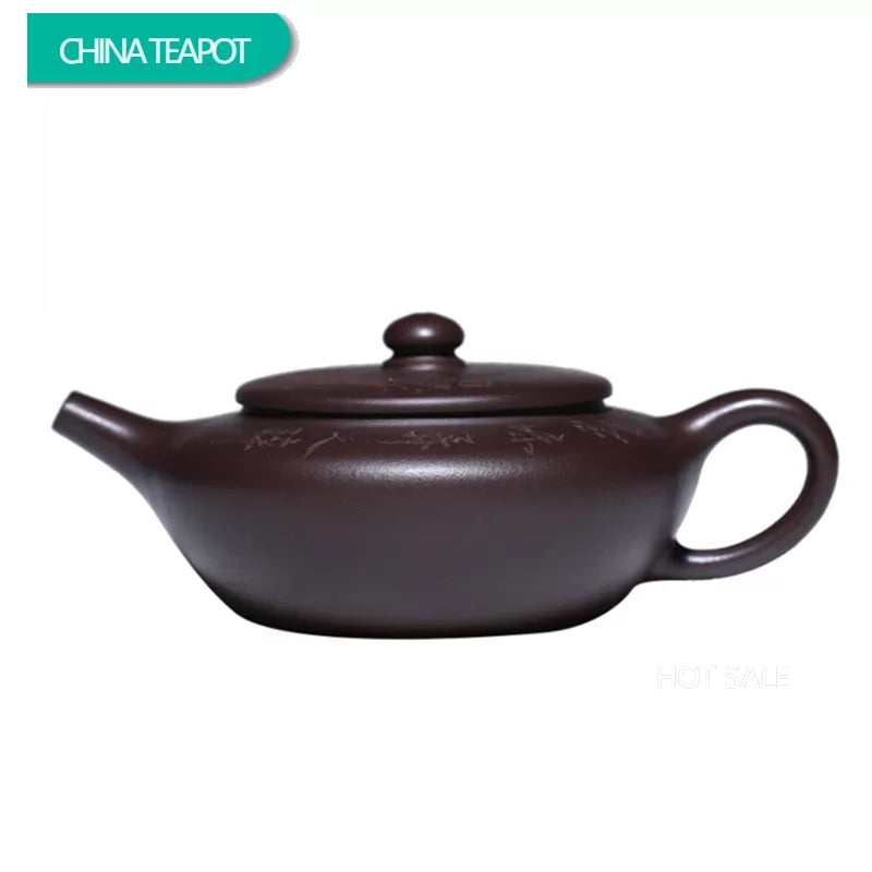 130ml Chinese Yixing Purple Clay Teapots Hand-carved Plum Blossoms Tea Pot Raw Ore Purple Mud Kettle Handmade Zisha Tea Set