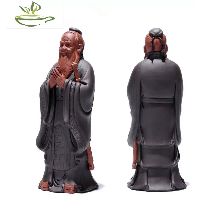 Ceramic Confucius Figure Statue Ornament，modern art sculpture，Home Decor Accessories，Confucius Culture Business Gifts 24.6cm