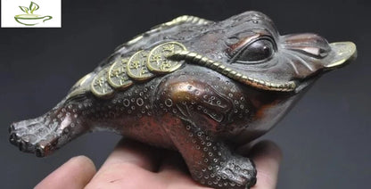 Free shipping 6"old chinese fengshui bronze gilt wealth money coin Toad Bufo Frog lucky statue