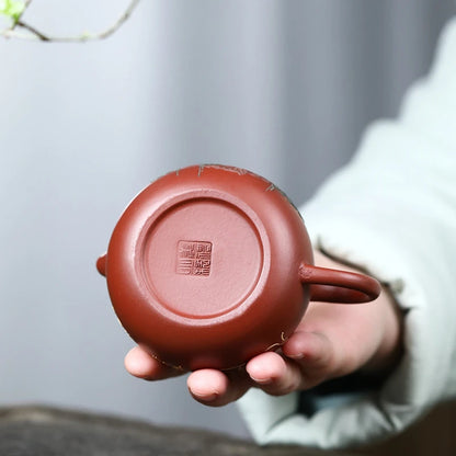 dahongpao clay tea pot crane relief embossed marked pot on big sales real yixing zisha Chinese character pot of tea in China new