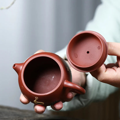 dahongpao clay tea pot crane relief embossed marked pot on big sales real yixing zisha Chinese character pot of tea in China new