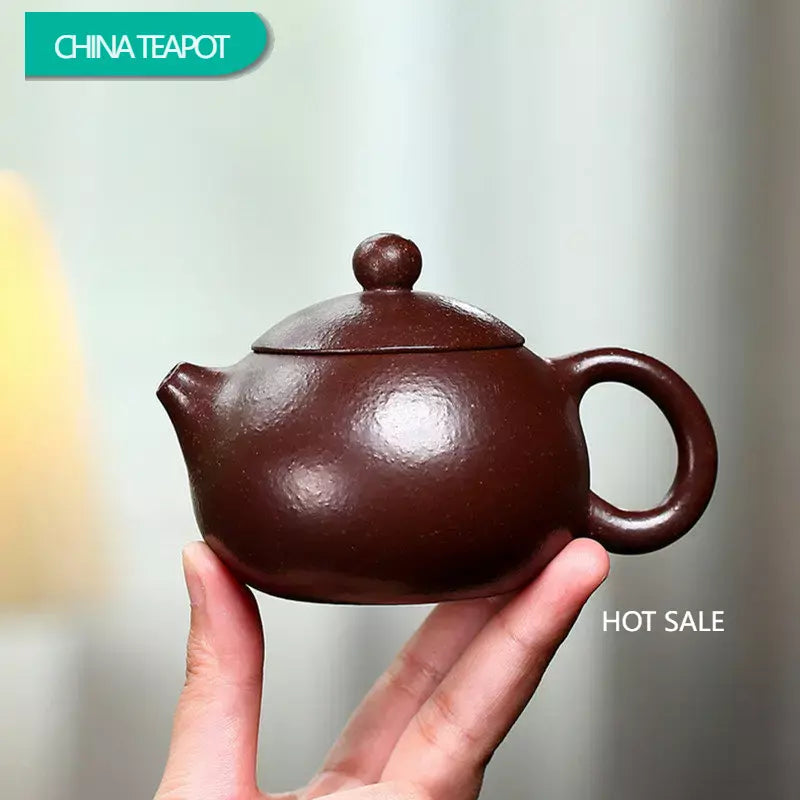 120ml Chinese Yixing Small Capacity Purple Clay Teapots Famous Handmade Xishi Tea Pot Raw Ore Coarse Sand Kettle Zisha Tea Set