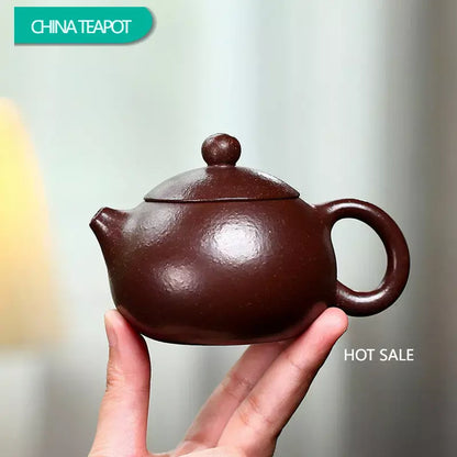 120ml Chinese Yixing Small Capacity Purple Clay Teapots Famous Handmade Xishi Tea Pot Raw Ore Coarse Sand Kettle Zisha Tea Set