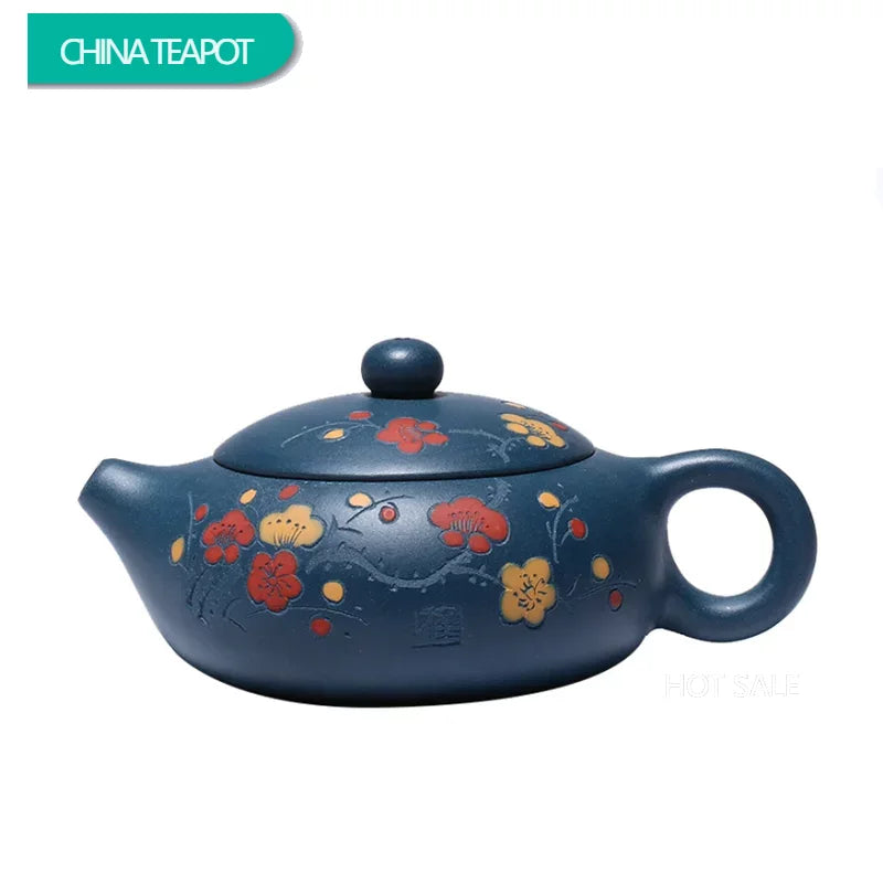 160ml Chinese Yixing Handmade Purple Clay Teapots Plum Blossom Xishi Tea Pot Raw Ore Azure Mud Kettle Authentic Zisha Tea Set