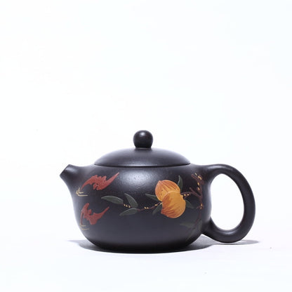 Zisha Teapot 6.7Oz Chinese Yixing Clay Handmade Xishi Pot Spherical Filter Kungfu Tea Set