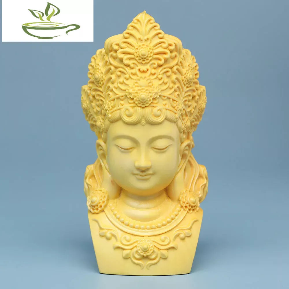 Mini Guan Yin Chinese Wood Boxwood Kwan-yin Goddess Avalokiteshvara Buddha Statue Desktop Ornaments Car Ornaments
