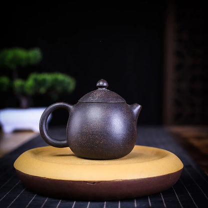 dragon carved egg shape tea pot with 7 infuser holes marked master pots 170ml orignal ore real yixing zisha black galaxy clay
