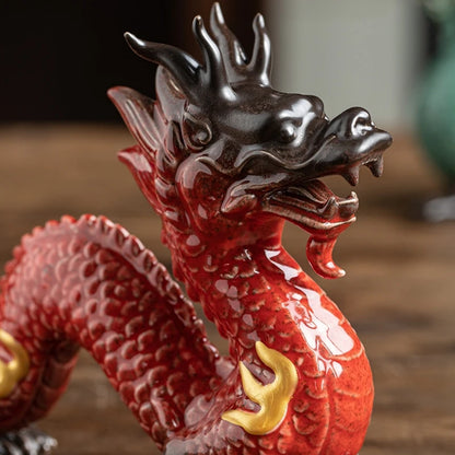 dragon design porcelain tea pet handmade artware ceramic mascot table decoration house warming gift Chinese ornament
