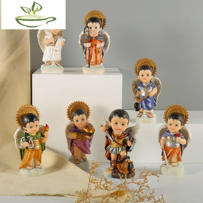 Catholic Statue Seven Archangels Michael Raphael Zadquiel Barachiel Uriel Gabriel Jofiel Cartoon Collection Figurines Set