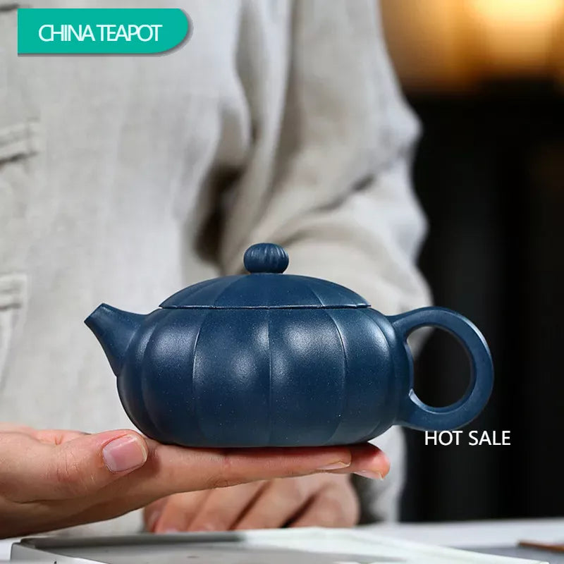 300ml Yixing Handmade Purple Clay Teapots Raw ore Azure Mud Xishi Tea Pot Beauty Kettle Chinese Famous Zisha Tea Set Gifts