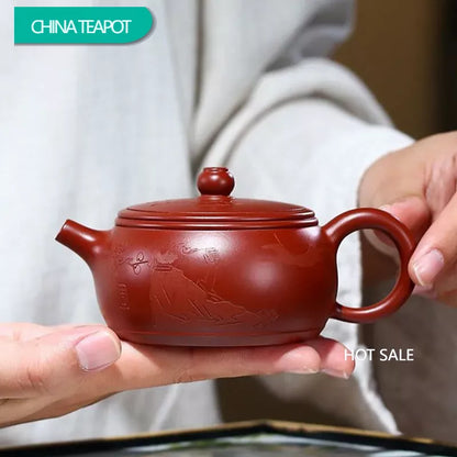 160ml Chinese Yixing Purple Clay Teapots Ball Hole Filtration Handmade Raw Ore Dahongpao Tea Pot Kettle Zisha Tea Set Supplies