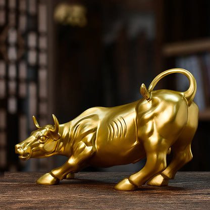 CHAMAIR Resin Zodiac Bull Animal Statue Lucky OX Sculpture Art Feng Shui Ornaments