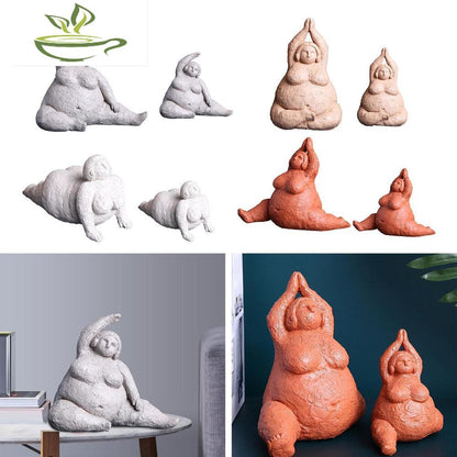 Modern Yoga Decor Resin Fat Woman Sculpture Statue Ornament Decoration