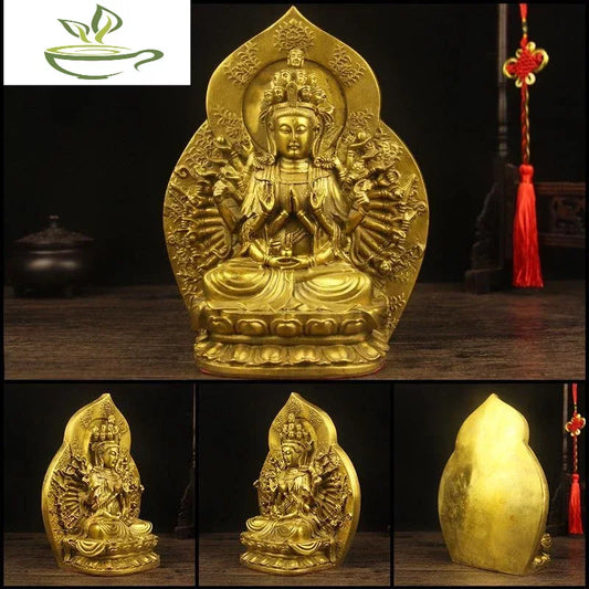 Pure Copper Thousand Hands Pendant Guanyin Buddha Statue God Buddha Offering  Home Living Decoration