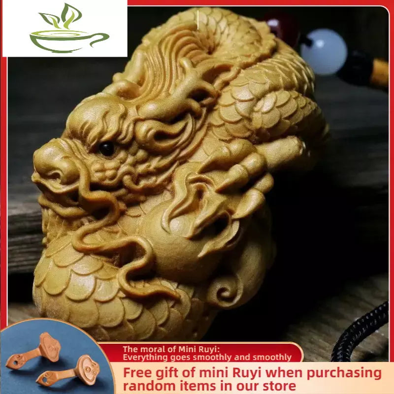 Cliff Cypress Wood Carving Fairy Dragon Design Sculpture Hand Piece of Handicraft Pieces Wooden Figurines Statues for Decoration