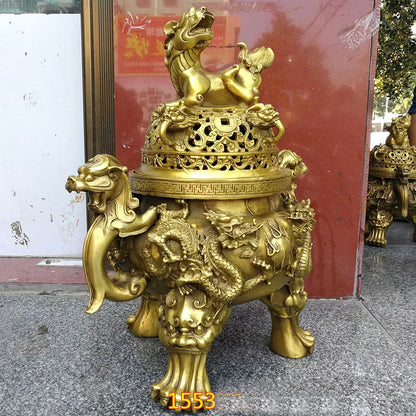 effective HOME House Shop hall lobby thriving business money Exorcise evil spirits talisman LION dragon brass censer statue