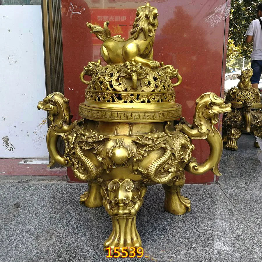 effective HOME House Shop hall lobby thriving business money Exorcise evil spirits talisman LION dragon brass censer statue