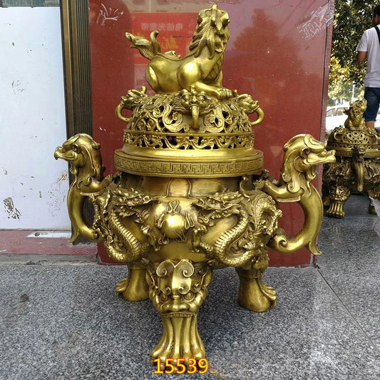 effective HOME House Shop hall lobby thriving business money Exorcise evil spirits talisman LION dragon brass censer statue