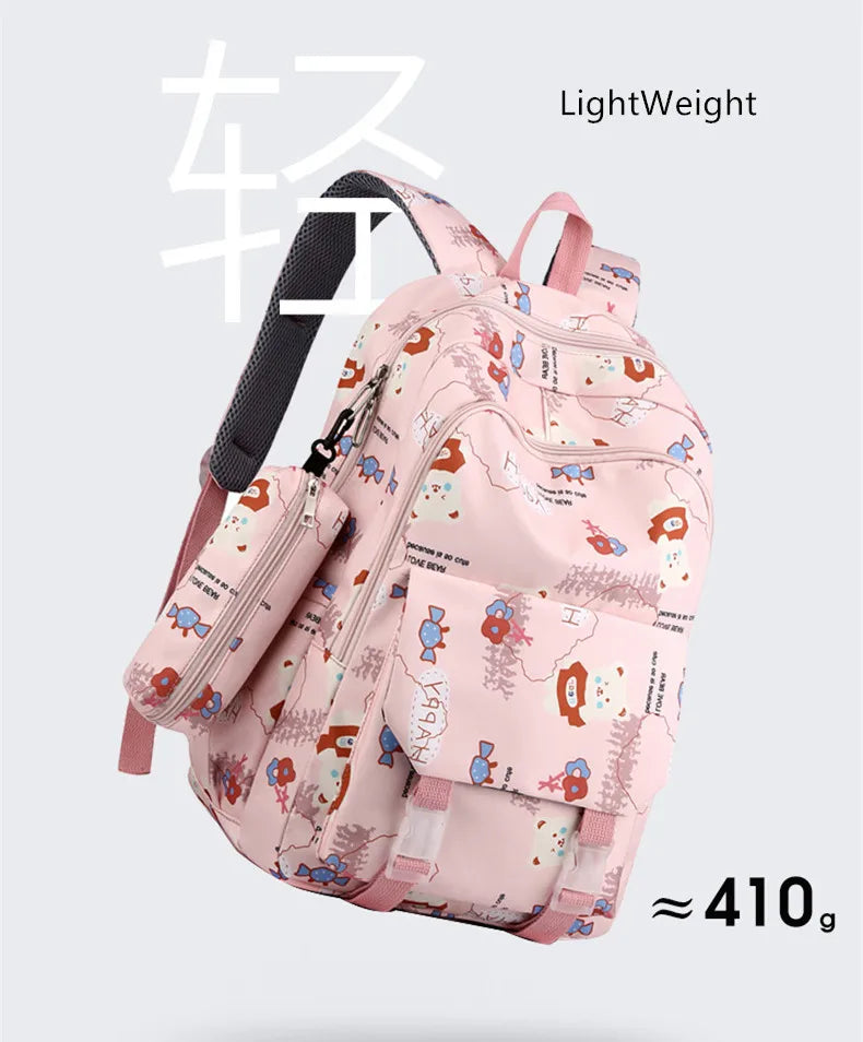 elementary school girl backpack large capacity bookbag lightweight student backpack cute bag school bags for kids pencil bag