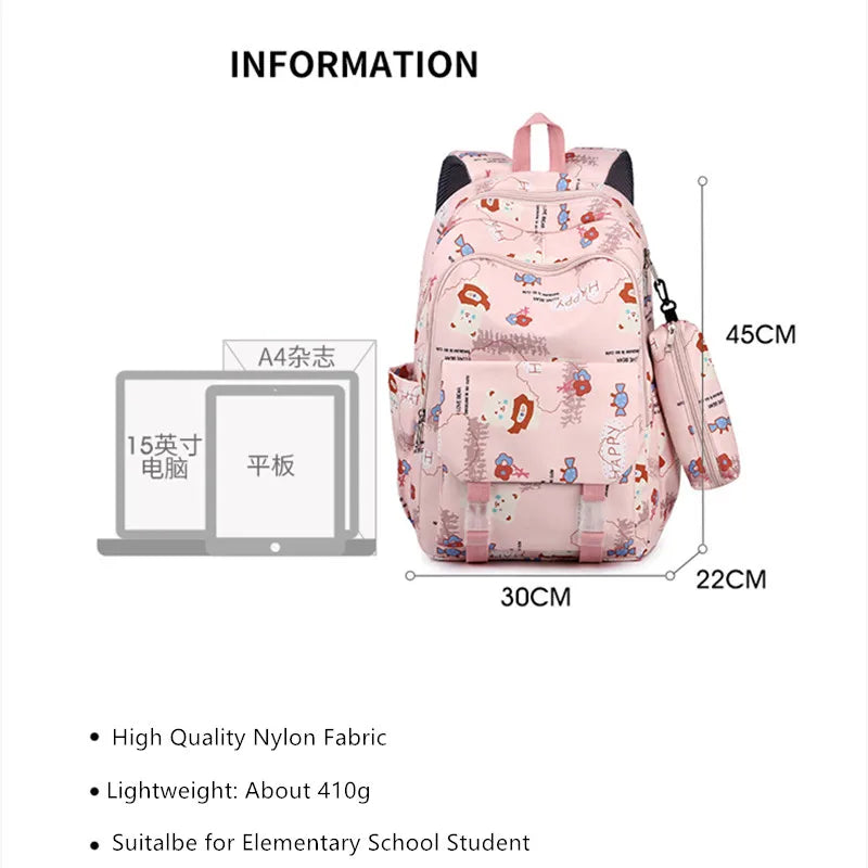 elementary school girl backpack large capacity bookbag lightweight student backpack cute bag school bags for kids pencil bag