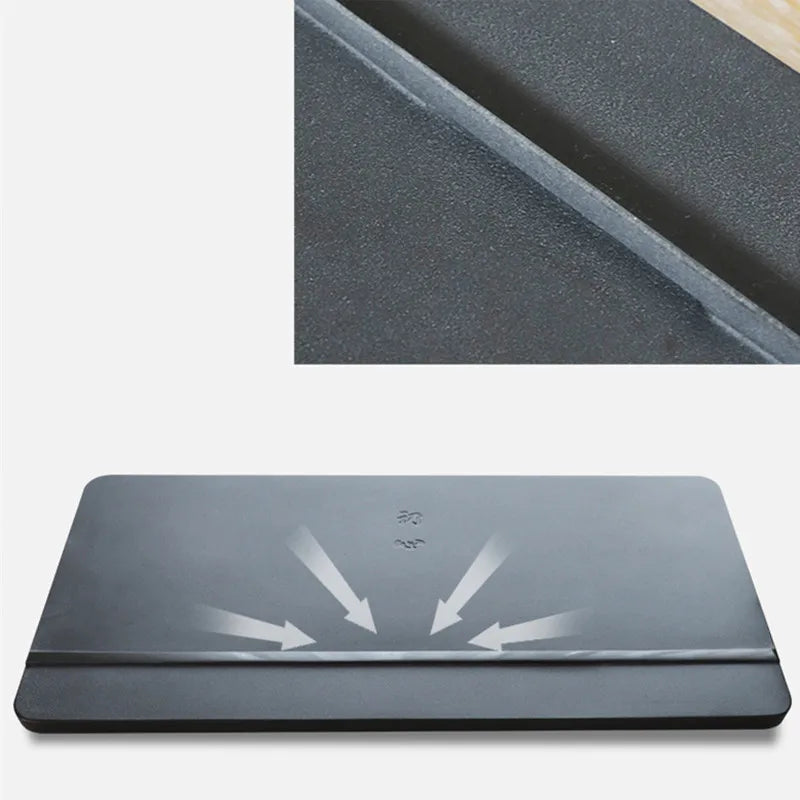 engraved Chinese characters tea tray black stone serving trays invisible water draining outlet tea boat personal logo supported