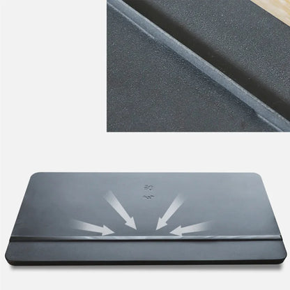 engraved Chinese characters tea tray black stone serving trays invisible water draining outlet tea boat personal logo supported