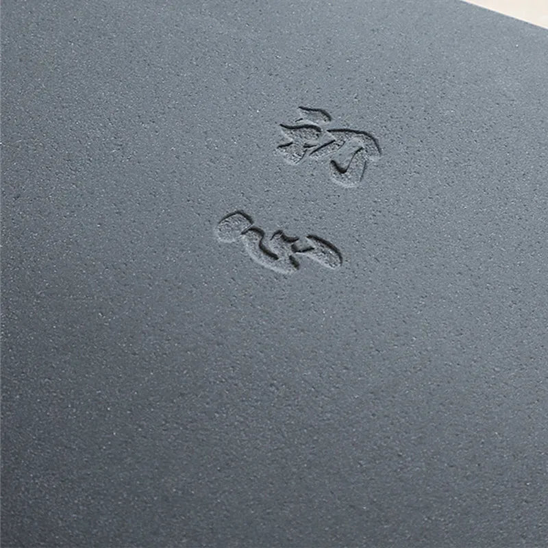engraved Chinese characters tea tray black stone serving trays invisible water draining outlet tea boat personal logo supported
