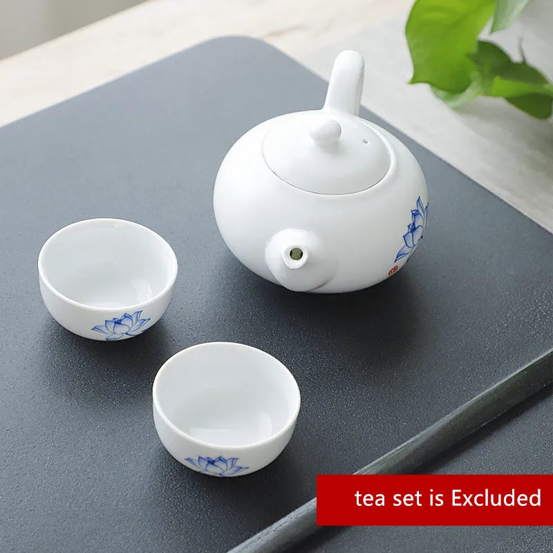 engraved Chinese characters tea tray black stone serving trays invisible water draining outlet tea boat personal logo supported