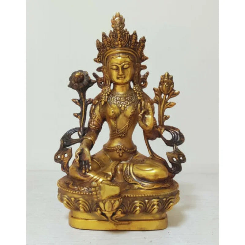 excellent Vintage Buddhism Bronze God Buddha Bodhisattva Tara(Green) Old statues