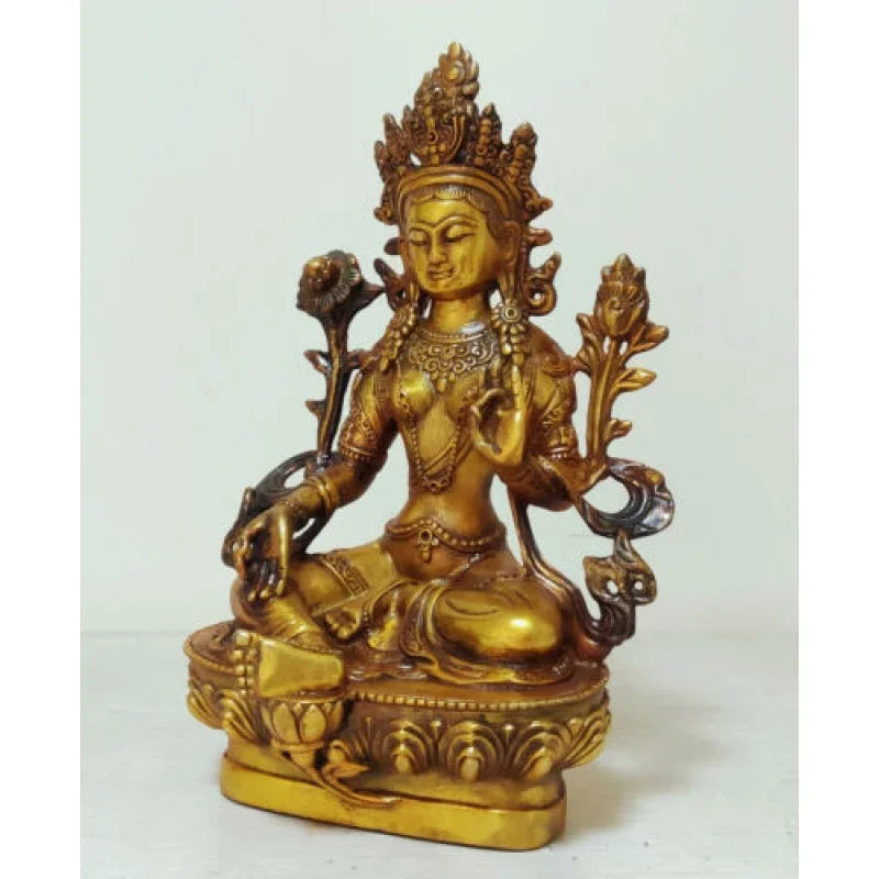excellent Vintage Buddhism Bronze God Buddha Bodhisattva Tara(Green) Old statues