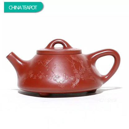190ml Hand-painted Plum Blossom Stone Scoop Pot Chinese Yixing Purple Clay Teapot Raw Ore Dahongpao Beauty Tea Pot Zisha Tea Set