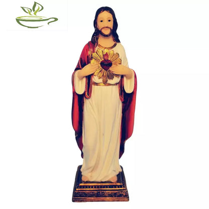 Jesus Statue Sacred Heart Figure Resin Sculpture Savior Figurine Catholic Christian Religious Gift Home Chapel Decoration