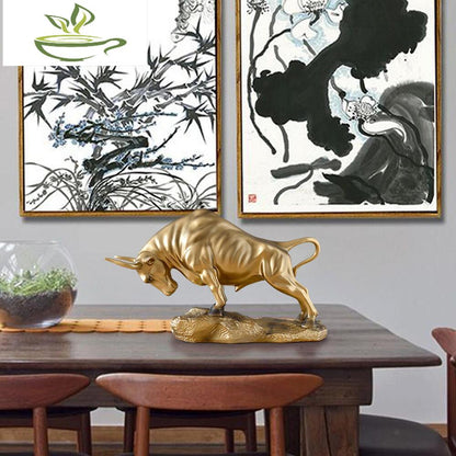 Bull Figurine Cattle Statue Animal Sculpture Crafts for Desktop Living Room