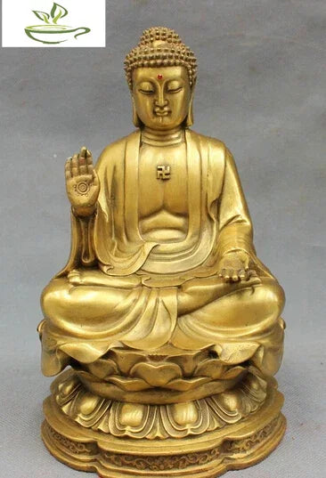 wholesale factory 8" Tibet Pure Brass Joss Pray Bless Lotus Shakyamuni Sakyamuni Buddha Statue