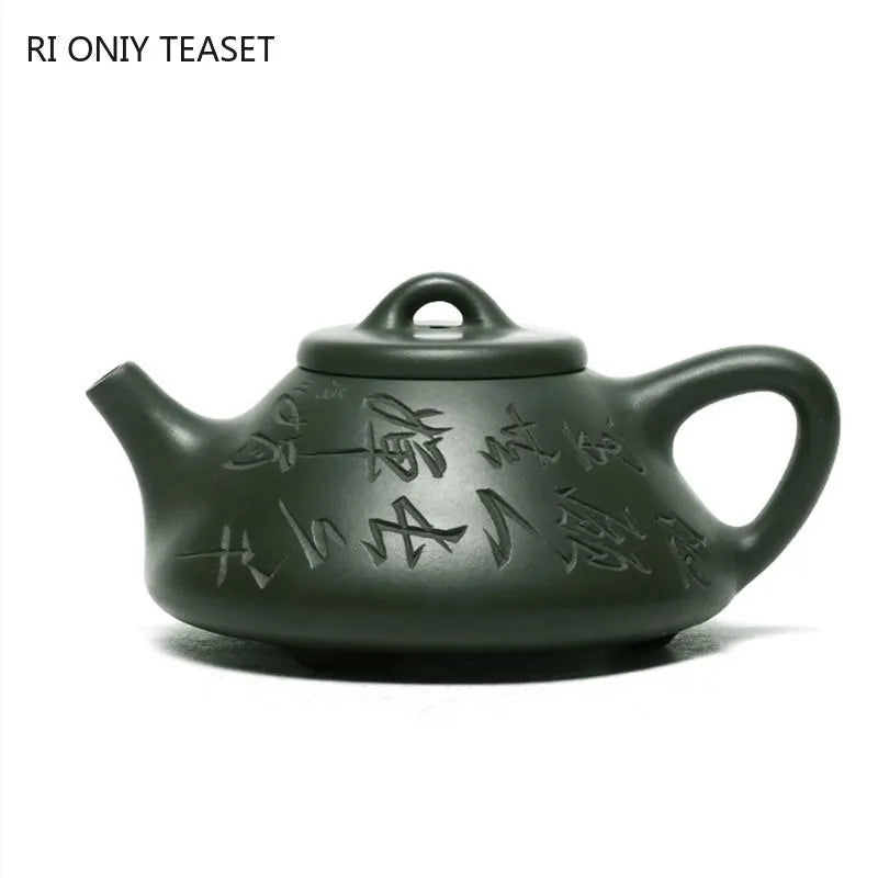 Teapots 180ml Yixing Purple Clay Teapot Master Handmade Scoop Stone Tea Pot Raw Ore Green Mud Kettle Chinese Zisha Tea Set Gifts