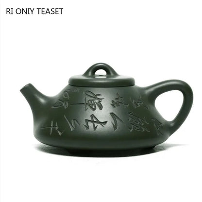 Teapots 180ml Yixing Purple Clay Teapot Master Handmade Scoop Stone Tea Pot Raw Ore Green Mud Kettle Chinese Zisha Tea Set Gifts