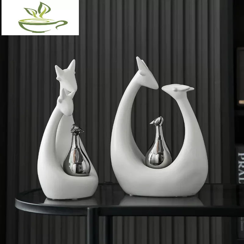 Nordic Minimalist Giraffe Statue Home Decor Abstract Animal Sculptures Figurines for Interior Ceramic Crafts