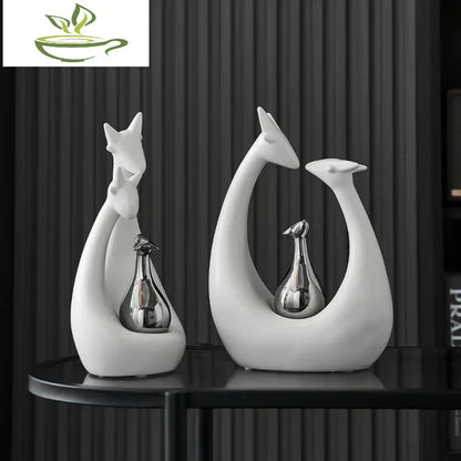 Nordic Minimalist Giraffe Statue Home Decor Abstract Animal Sculptures Figurines for Interior Ceramic Crafts