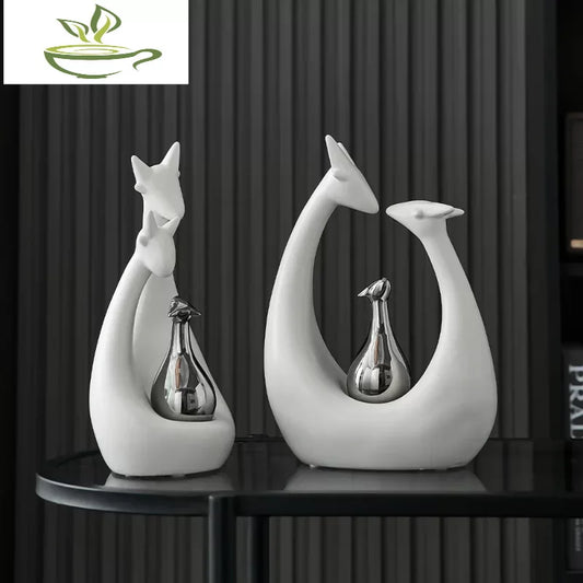 Nordic Minimalist Giraffe Statue Home Decor Abstract Animal Sculptures Figurines for Interior Ceramic Crafts