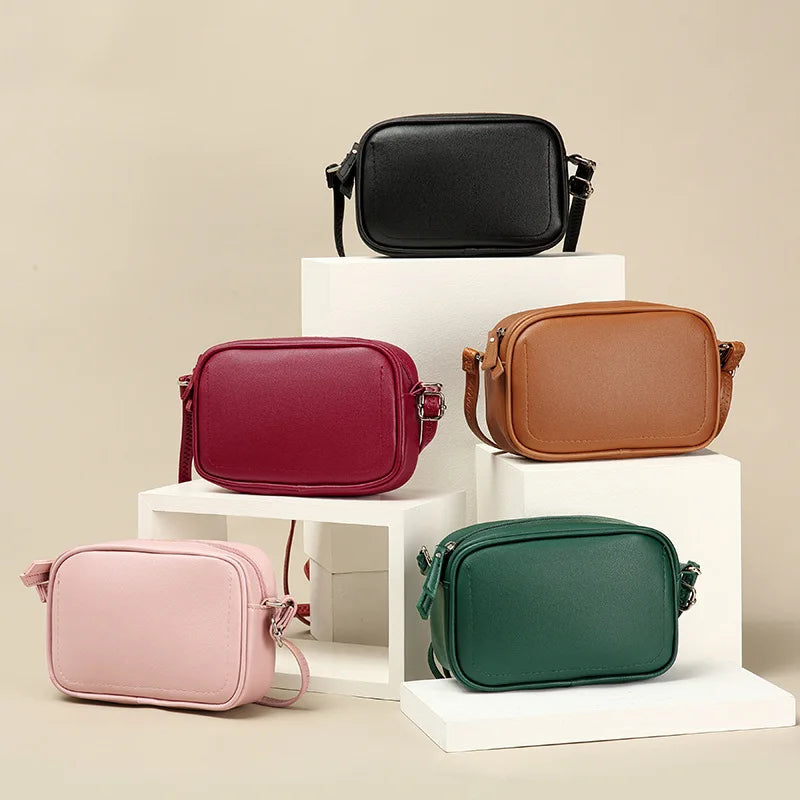 fashion simple small Crossbody bag women solid color mini shoulder bag woman PU leather messenger bag mobile phone shoulder bag