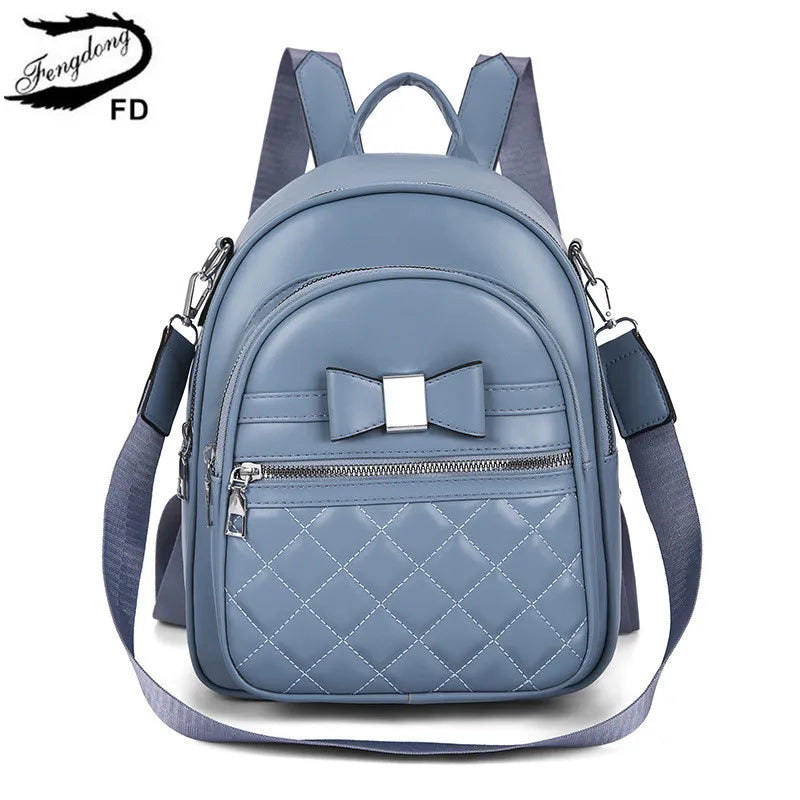 fashion small black leather backpack cute blue backpack pink small shoulder bag for mobile phone mini casual backpack for girls