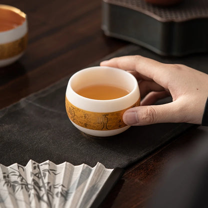 fat mutton jade porcelain tea cup handmade master cup white china 150ml boutique chabei