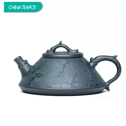 190ml High-end Yixing Raw Ore Purple Clay Teapot Famous Handmade Stone Scoop Dragon Pattern Tea Pot Beauty Chinese Zisha Tea Set