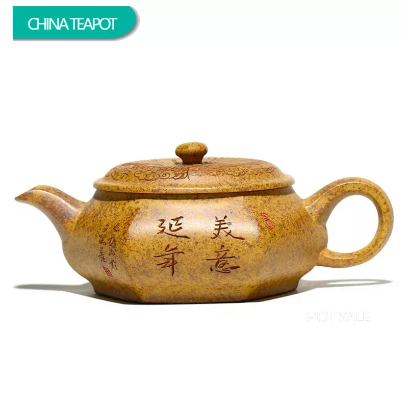 210ml High-end Yixing Purple Clay Teapot Famous Handmade Hexagon Shape Tea Pot Kettle Chinese Zisha Tea Set Collection Gifts