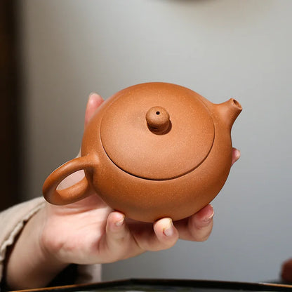 flat xishi pot marked true yixing zisha original ore duan clay tea pot big mouth 9 infuser holes handmade craft 200ml new China
