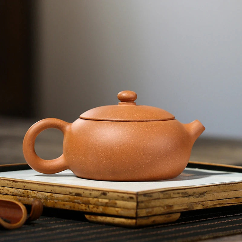 flat xishi pot marked true yixing zisha original ore duan clay tea pot big mouth 9 infuser holes handmade craft 200ml new China