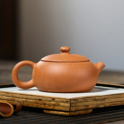 flat xishi pot marked true yixing zisha original ore duan clay tea pot big mouth 9 infuser holes handmade craft 200ml new China