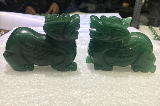 free shipping 1 pair " Chinese Ancient Handwork Carved green Stone Jade Elephant Statue Sculpture