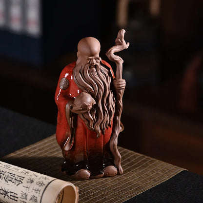 full handmade artware porcelain table decoration house warming gift ceramic gods of Fortune Prosperity Longevity statue tea pet